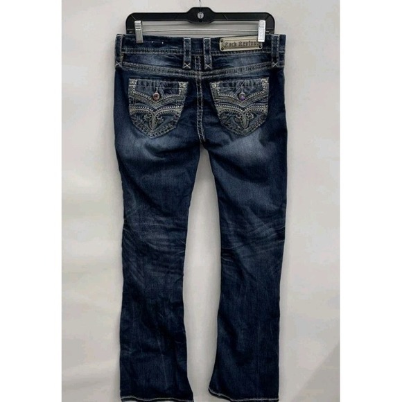 Rock Revival Sukara Easy Boot Bootcut Jeans Womens 27 Blue Thick Stitch Flap... - Picture 3 of 7